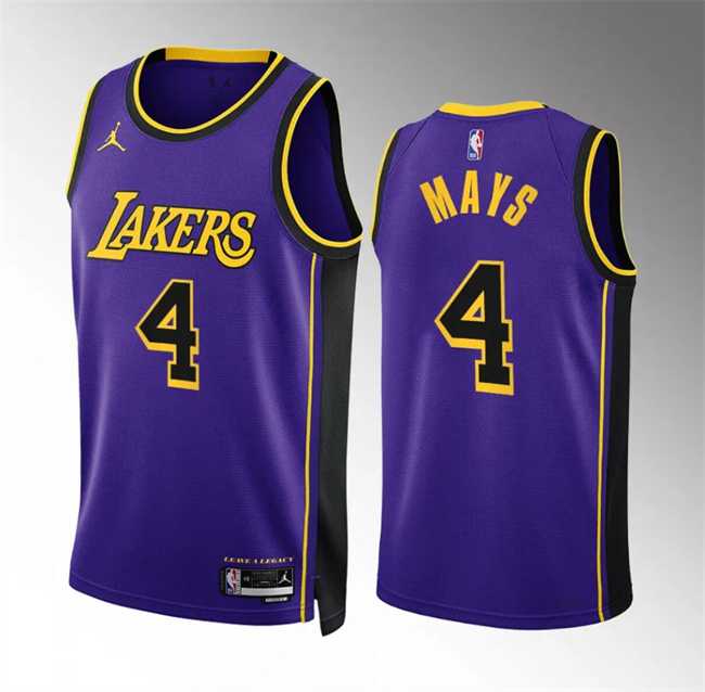 Men's Los Angeles Lakers #4 Skylar Mays Purple Statement Edition Stitched Basketball Jersey Dzhi